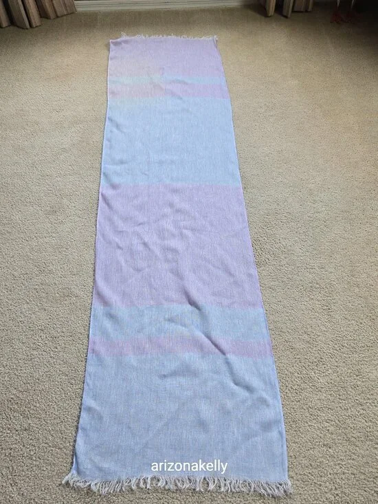 Linen Scarf With Faded Spot/Discoloration Blue & Lavender - Picture 9 of 9